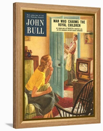 John Bull, Watching Televisions Washing the Dishes Washing-Up Up Magazine, UK, 1950-null-Framed Premier Image Canvas