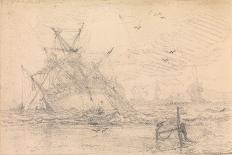 A Two Deck Ship Wrecked on a Beach, 19Th Century (Graphite)-John Christian Schetky-Mounted Giclee Print