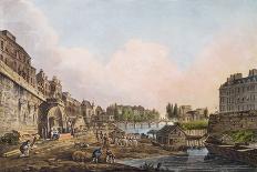 View of the Seine from Beneath an Arch of Pont Notre-Dame, 1805 (Coloured Aquatint)-John Claude Nattes-Framed Giclee Print