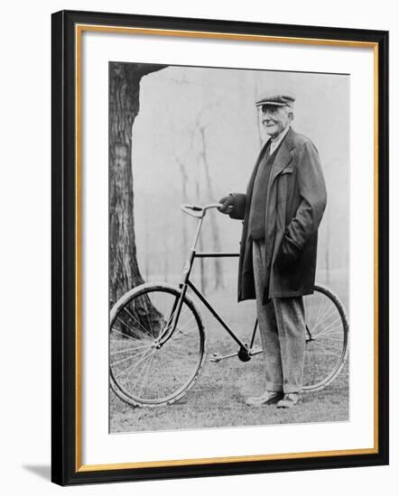John D. Rockefeller 1939-1937 with His Bicycle after His Retirement, 1913-null-Framed Photo