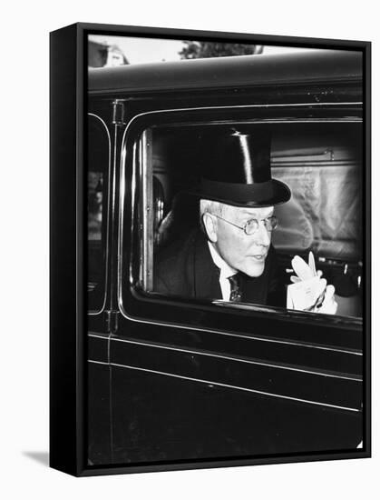 John D. Rockefeller Arriving at Garden Party to Welcome the King and Queen of England to Capital-David Scherman-Framed Premier Image Canvas