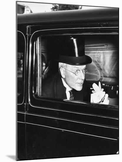 John D. Rockefeller Arriving at Garden Party to Welcome the King and Queen of England to Capital-David Scherman-Mounted Premium Photographic Print