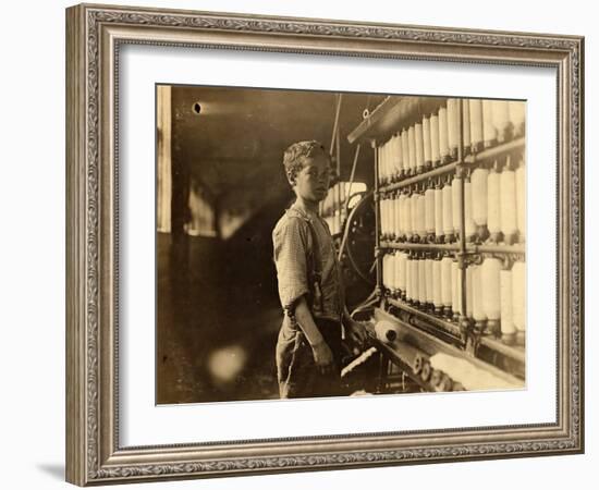 John Dempsey, 11 or 12 Years Old, Saturday Worker in the Mule-Spinning Room at Jackson Mill-Lewis Wickes Hine-Framed Photographic Print