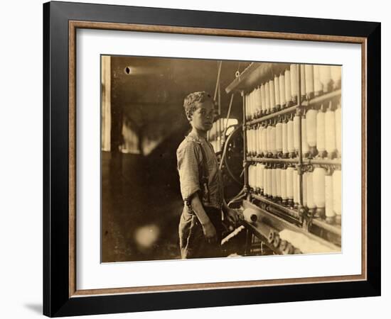 John Dempsey, 11 or 12 Years Old, Saturday Worker in the Mule-Spinning Room at Jackson Mill-Lewis Wickes Hine-Framed Photographic Print