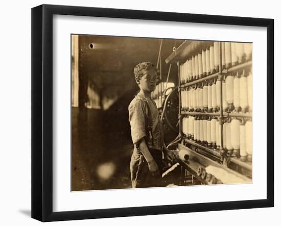 John Dempsey, 11 or 12 Years Old, Saturday Worker in the Mule-Spinning Room at Jackson Mill-Lewis Wickes Hine-Framed Photographic Print