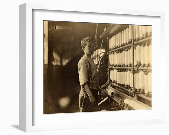 John Dempsey, 11 or 12 Years Old, Saturday Worker in the Mule-Spinning Room at Jackson Mill-Lewis Wickes Hine-Framed Photographic Print