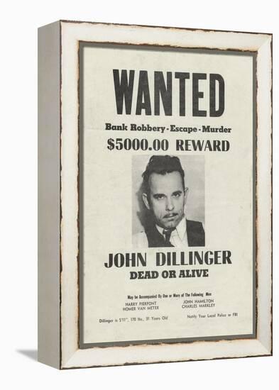 John Dillinger Wanted Poster-null-Framed Premier Image Canvas