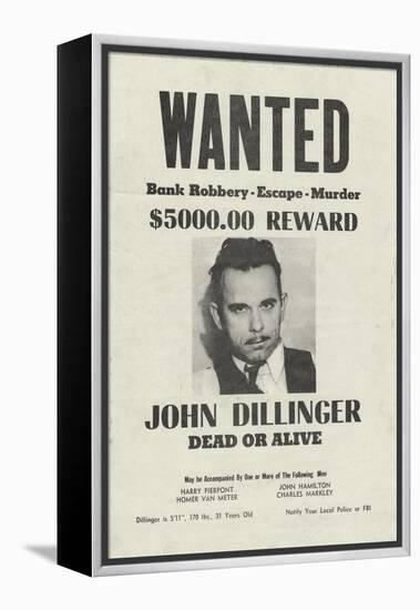 John Dillinger Wanted Poster-null-Framed Premier Image Canvas