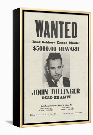 John Dillinger Wanted Poster-null-Framed Premier Image Canvas