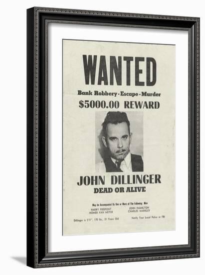 John Dillinger Wanted Poster-null-Framed Giclee Print