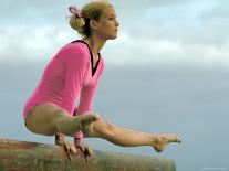 Teen Gymnast Cathy Rigby Performing on Balance Beam-John Dominis-Premium Photographic Print