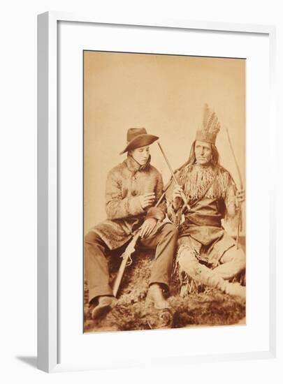 John Durfey, Frontiersman And Indian Fighter Seated On A Buffalo Hide Rug With His Rifle Wearing-George R. Elliott-Framed Art Print