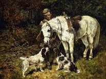 Mares and Foal with a Sheepdog-John Emms-Giclee Print