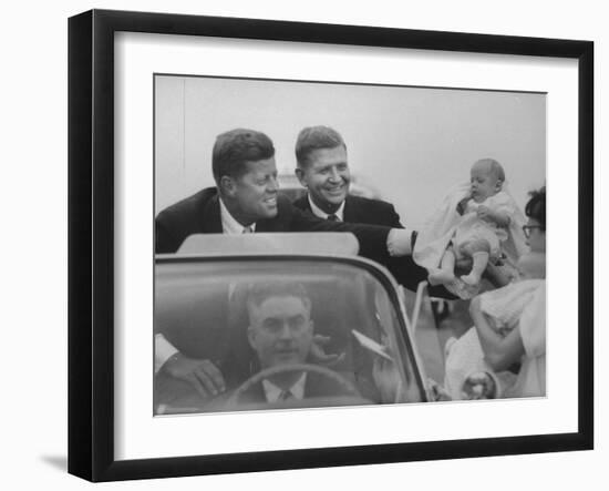 John F. Kennedy and Gov. Terry Sanford Campaigning-null-Framed Photographic Print