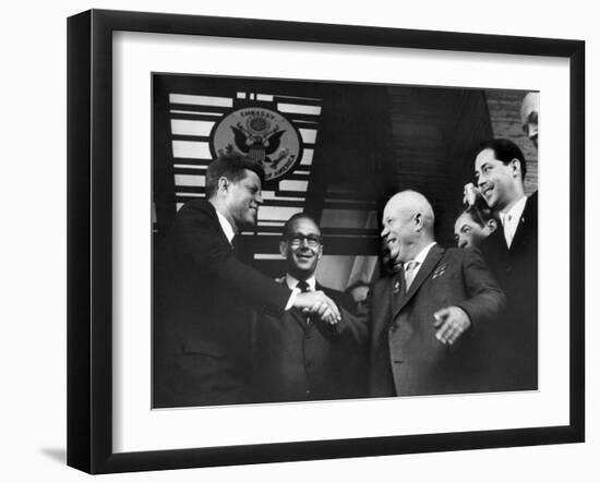 John F. Kennedy and Nikita S. Kruschev's First Meeting at Us Embassy-null-Framed Photographic Print