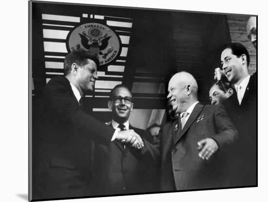 John F. Kennedy and Nikita S. Kruschev's First Meeting at Us Embassy-null-Mounted Photographic Print