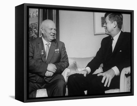 John F. Kennedy and Nikita S. Kruschev's First Meeting at Us Embassy-null-Framed Premier Image Canvas