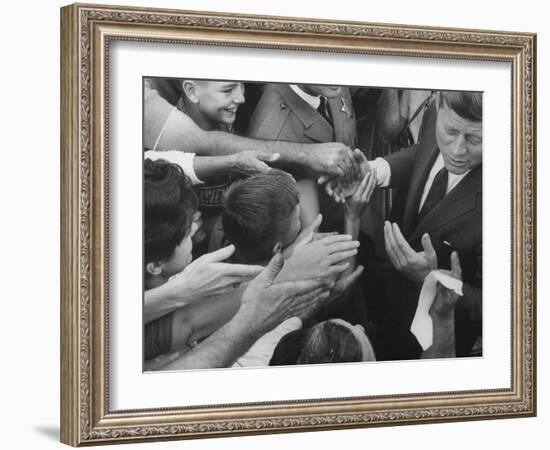 John F. Kennedy During His Campaign Tour-null-Framed Photographic Print