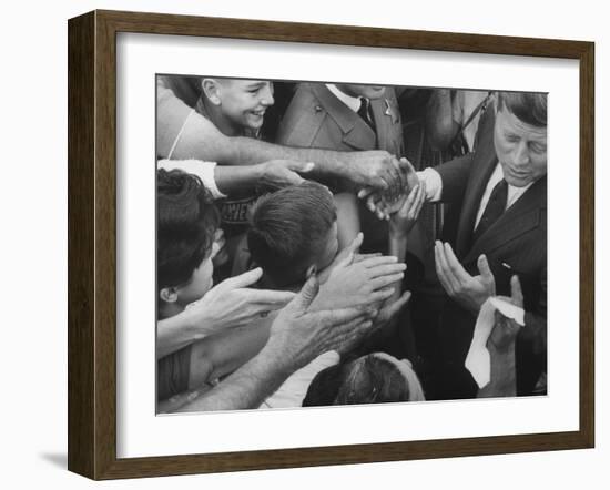 John F. Kennedy During His Campaign Tour-null-Framed Photographic Print
