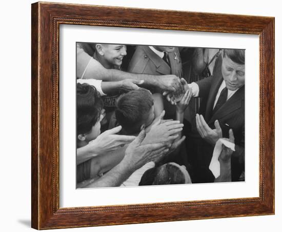 John F. Kennedy During His Campaign Tour-null-Framed Photographic Print