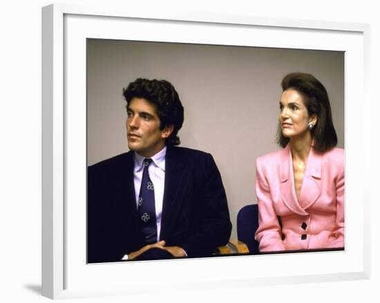 John F. Kennedy Jr. and Mother, Former First Lady Jackie Kennedy Onassis-null-Framed Premium Photographic Print