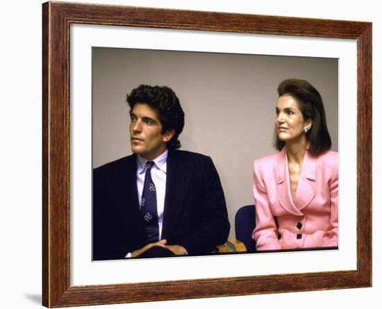 John F. Kennedy Jr. and Mother, Former First Lady Jackie Kennedy Onassis-null-Framed Premium Photographic Print