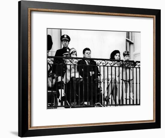 John F Kennedy Jr Gets Look at Famed Black Watch (Royal Highland Regiment) Pipe and Drum Corps-null-Framed Photo