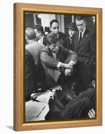 John F. Kennedy on Election Night-Yale Joel-Framed Premier Image Canvas