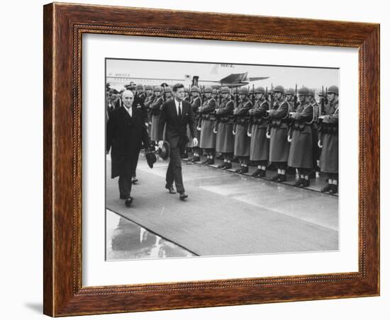 John F. Kennedy Upon Arrival for Talks with Ussr Khrushchev-null-Framed Photographic Print