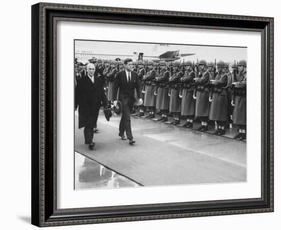 John F. Kennedy Upon Arrival for Talks with Ussr Khrushchev-null-Framed Photographic Print