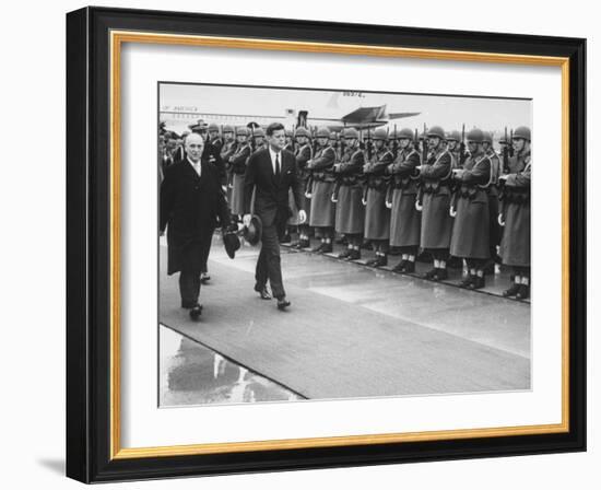 John F. Kennedy Upon Arrival for Talks with Ussr Khrushchev-null-Framed Photographic Print