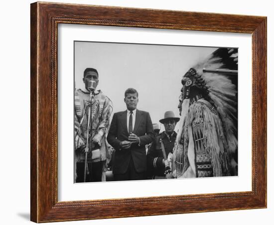 John F. Kennedy with Indians-null-Framed Photographic Print