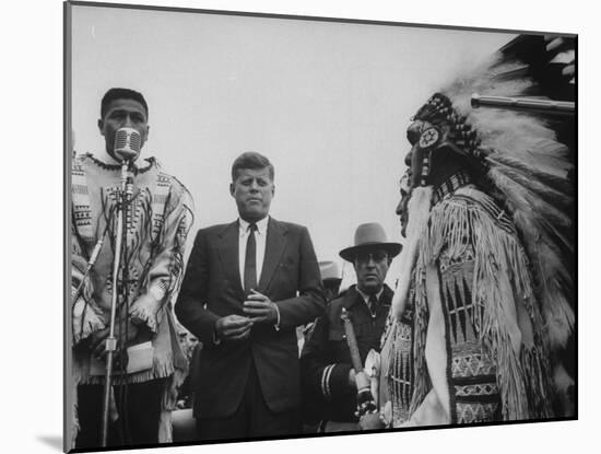 John F. Kennedy with Indians-null-Mounted Photographic Print