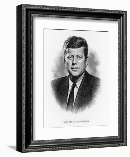 John Fitzgerald Kennedy President of the USA 1961-1963-null-Framed Art Print