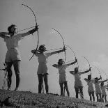Girls Practicing Archery-John Florea-Photographic Print