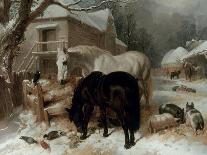 A Bay Hunter and a Spotted Dog in a Stable Interior-John Frederick Herring I-Giclee Print