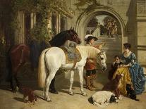 Feeding the Horses (Horses, Figures and Poultry), 1858 (Oil on Canvas)-John Frederick Herring Snr-Giclee Print