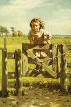 Young Girl Swinging on a Gate-John George Brown-Giclee Print