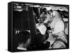 John Glenn Checking Out Mercury Capsule That Will Launch Alan Shepard into Space-Ralph Morse-Framed Premier Image Canvas