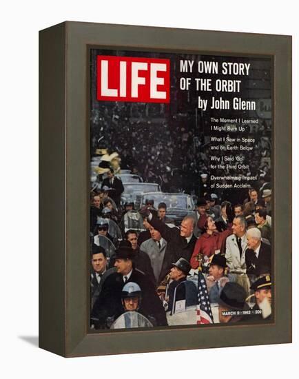 John Glenn, with Wife and VP Johnson During Ticker Tape Parade, March 9, 1962-Ralph Morse-Framed Premier Image Canvas