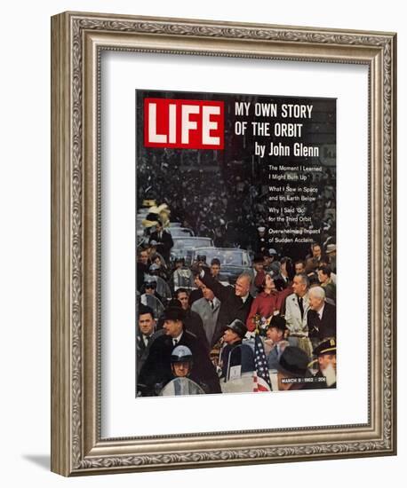 John Glenn, with Wife and VP Johnson During Ticker Tape Parade, March 9, 1962-Ralph Morse-Framed Photographic Print