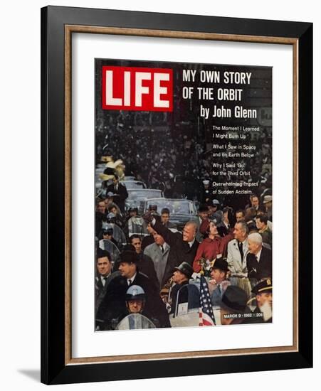 John Glenn, with Wife and VP Johnson During Ticker Tape Parade, March 9, 1962-Ralph Morse-Framed Photographic Print