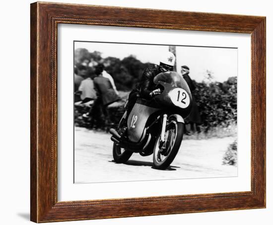 John Hartle Winning the Isle of Man Junior Tt, on an Mv Agusta, 1960-null-Framed Photographic Print