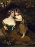 Jeune femme et petit garçon tenant un chat-John Hoppner-Framed Giclee Print