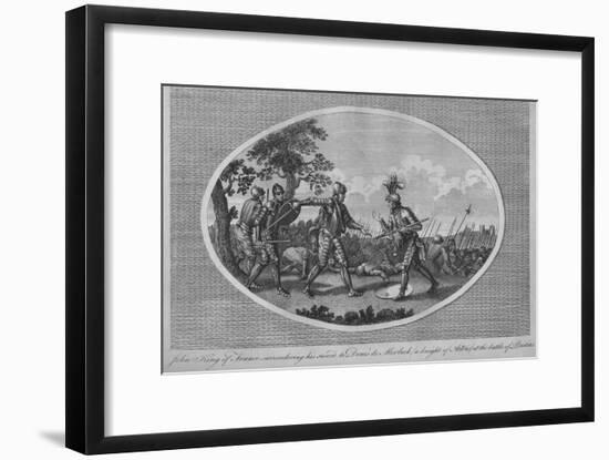 John II of France surrendering his sword to Denis de Morbeck at the Battle of Poitiers, 1356-Unknown-Framed Giclee Print