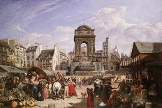 A View of the Market and Fountain of the Innocents, Paris-John James Chalon-Giclee Print