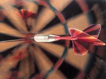 Dart in Bull's Eye on Dart Board-John James Wood-Premier Image Canvas