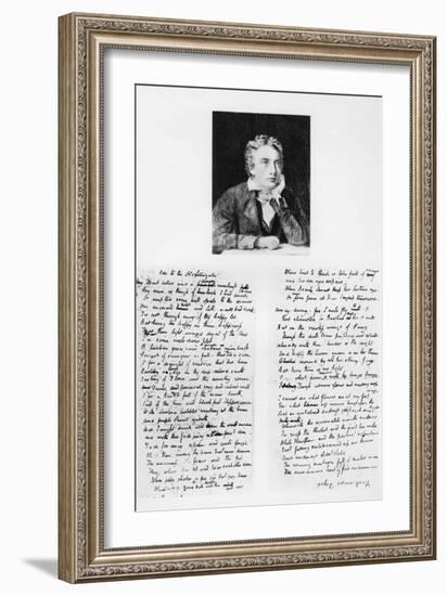 John Keats, English Poet, and His Ode to a Nightingale, 1819-Joseph Severn-Framed Giclee Print