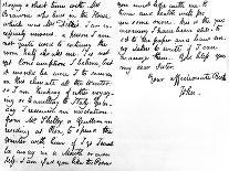 Letter from John Keats to His Sister, Fanny Keats, 14th August 1820-John Keats-Giclee Print