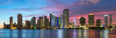 Florida, Miami Skyline at Dusk-John Kellerman-Framed Premier Image Canvas